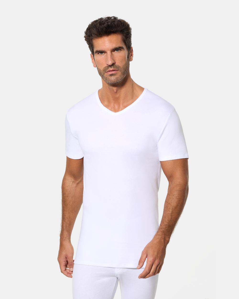 Abanderado Camiseta interior térmica m/c cuello V algodón de invierno 100% Interlock liso
