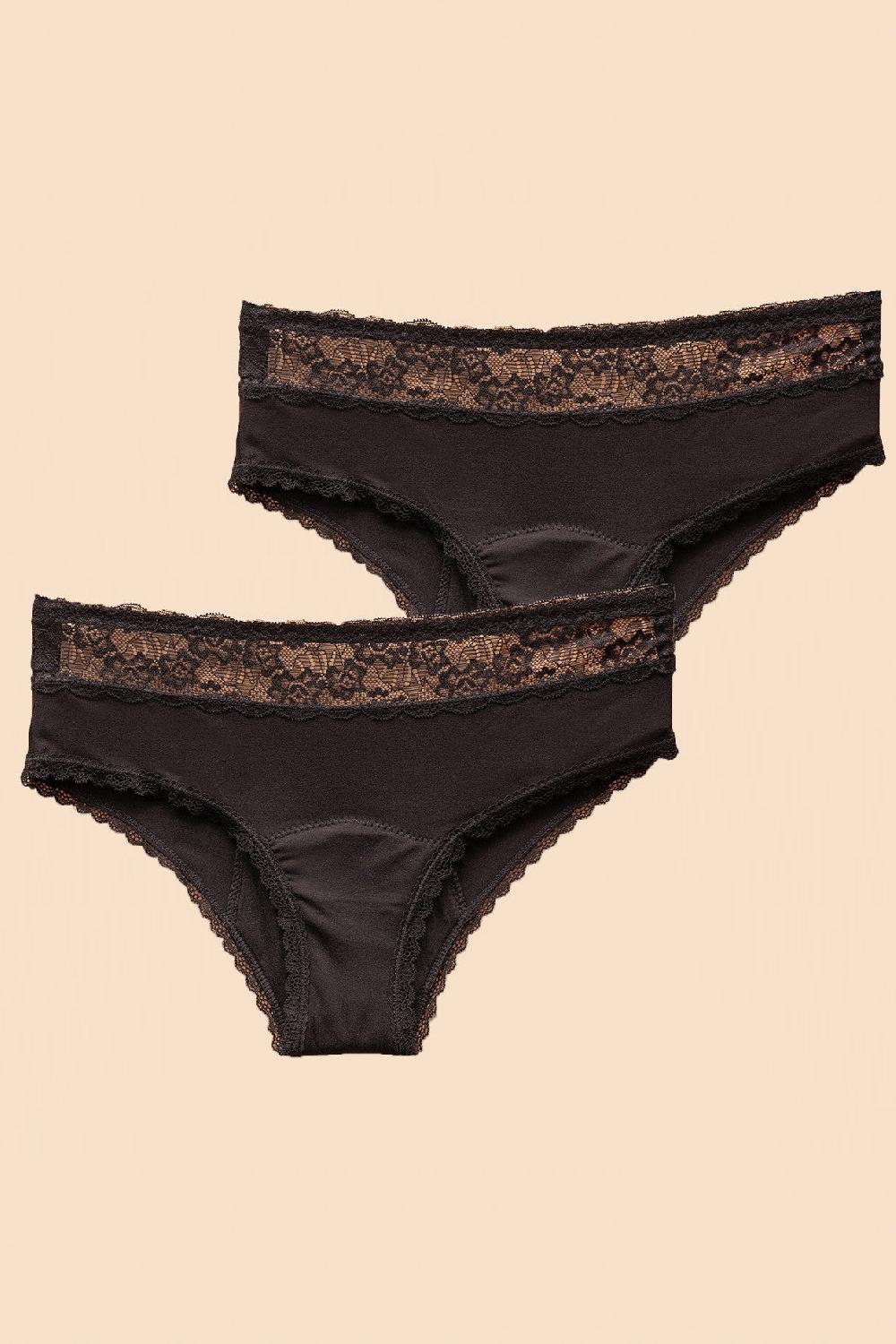 Anaissa 2 Bragas menstruales reutilizables de algodón flujo abundante Weekly Últimos 2 días