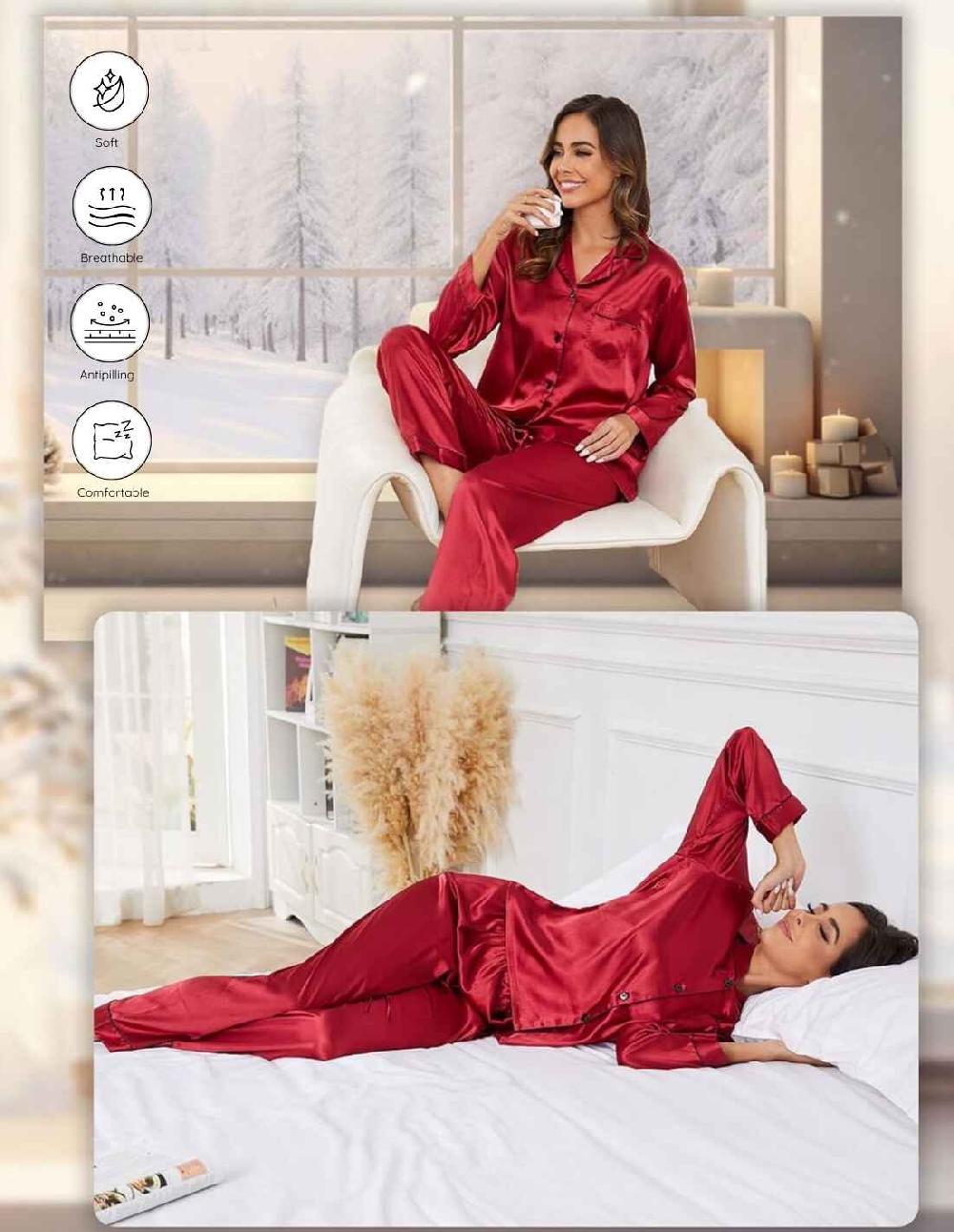 Anaissa Conjunto de pijama de seda natural para mujer 2 piezas con botones delanteros Chanel Rebajas de fábrica