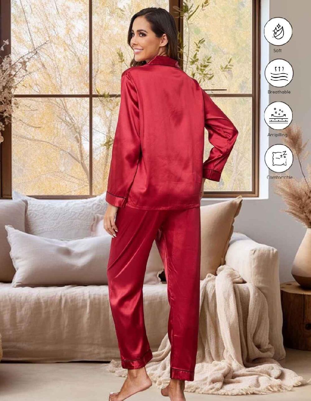 Anaissa Conjunto de pijama de seda natural para mujer 2 piezas con botones delanteros Chanel Rebajas de fábrica