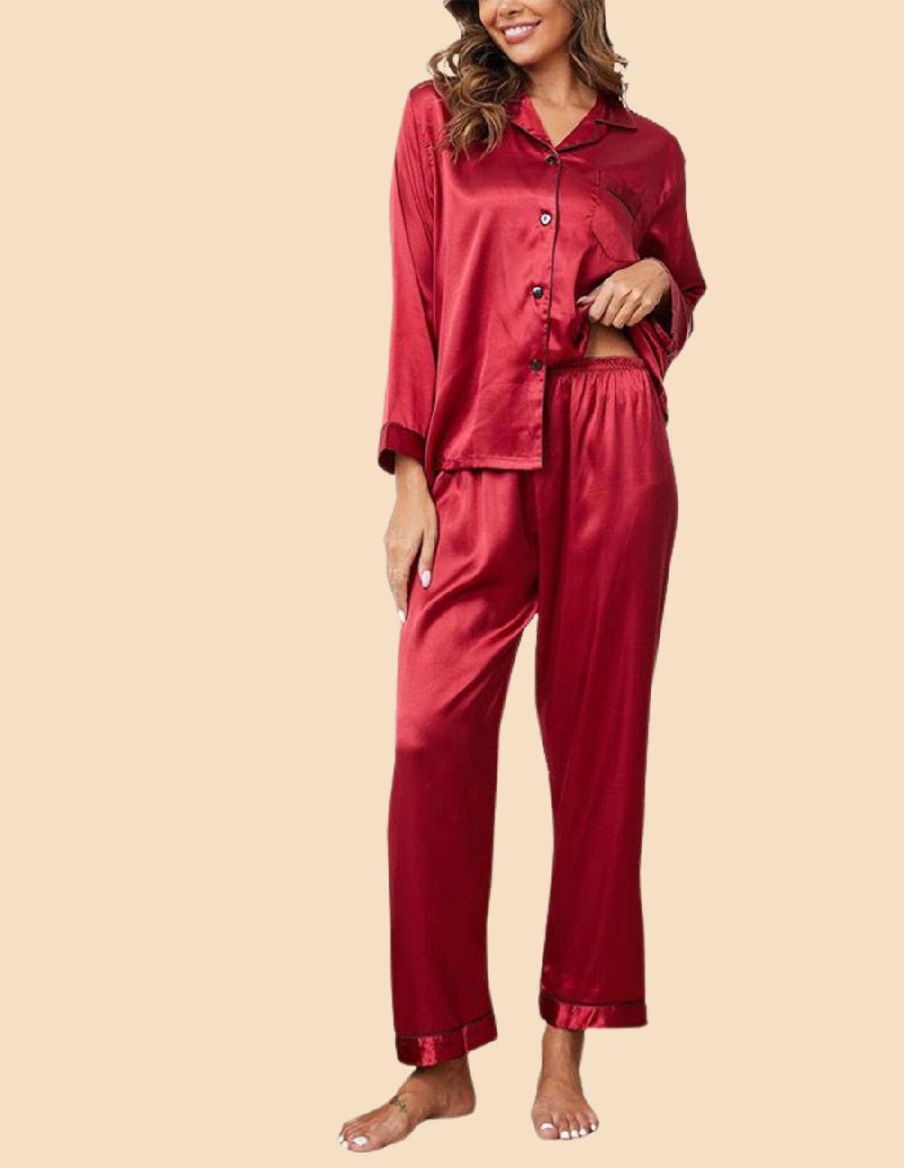 Anaissa Conjunto de pijama de seda natural para mujer 2 piezas con botones delanteros Chanel Rebajas de fábrica