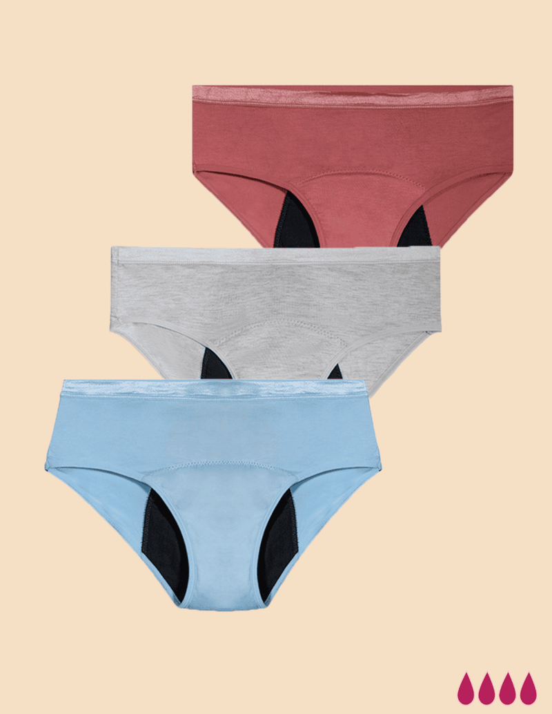 Anaissa Pack 3 Bragas menstruales de algodón para flujo abundante para adolescentes Ayub