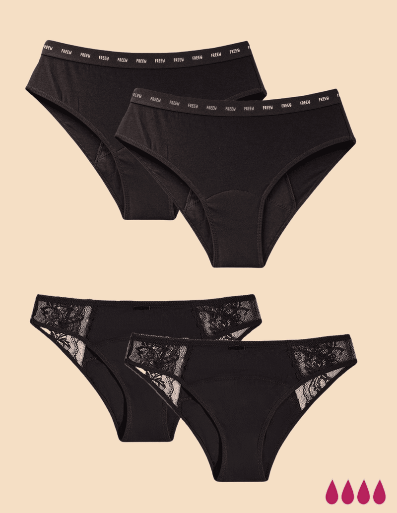 Anaissa Pack-4 Bragas menstruales fabricadas en bambú 2 flujo abundante Agadir 2 flujo moderado-Logos