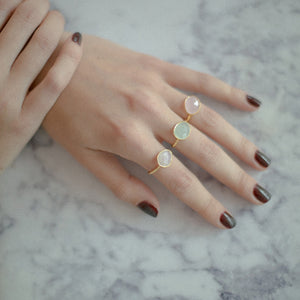 Dlirioshop Anillo Piedra Luna Blanco