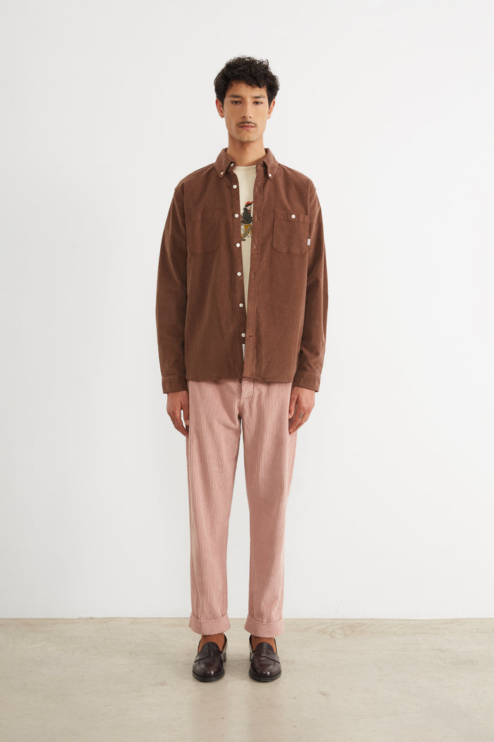 Edmmond studios MICROCORD SHIRT CHOCOLATE Ofertas de temporada
