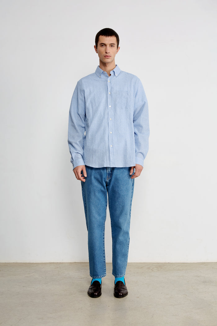 Edmmond studios SEERSUCKER SHIRT LIGHT BLUE Outlet