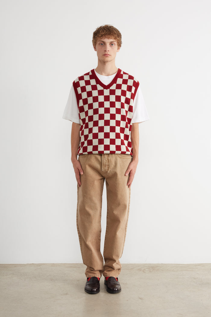 Edmmond studios CHECKERBOARD VEST VANILLA Promoción por tiempo limitado