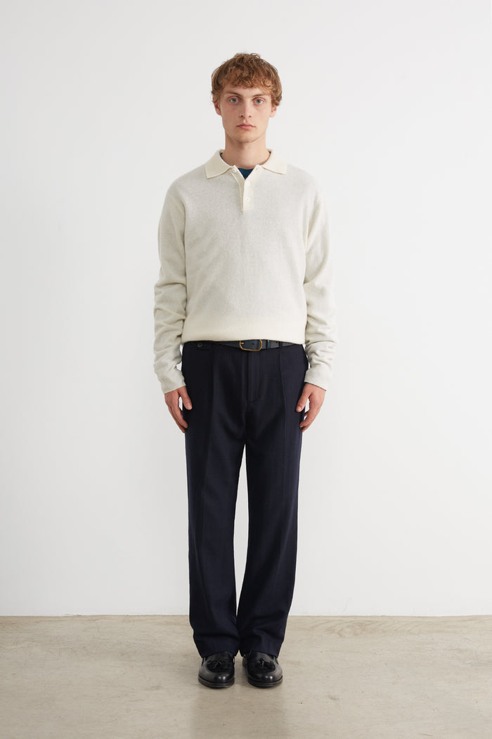 Edmmond studios WOOL POLO OFF WHITE Oferta especial de fábrica