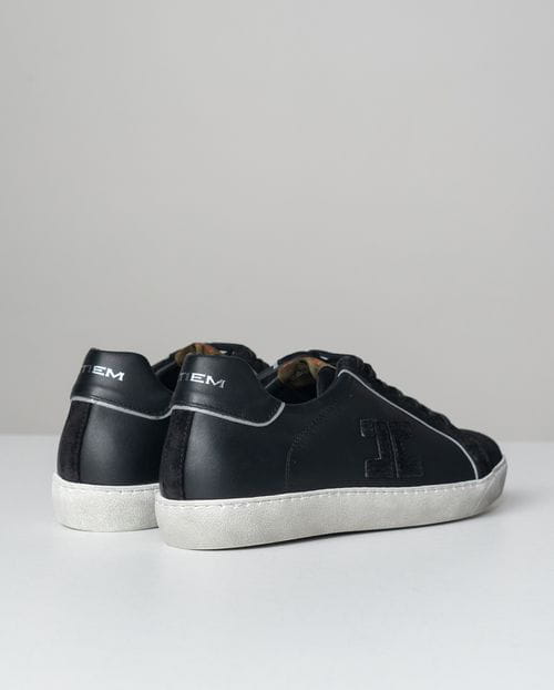 Etiem Zapatilla de piel combinada en negro edición limitada Oferta especial de fábrica