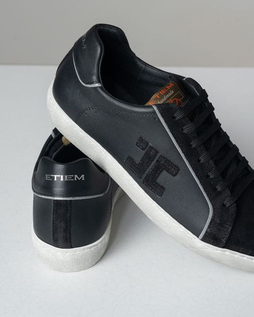 Etiem Zapatilla de piel combinada en negro edición limitada Oferta especial de fábrica