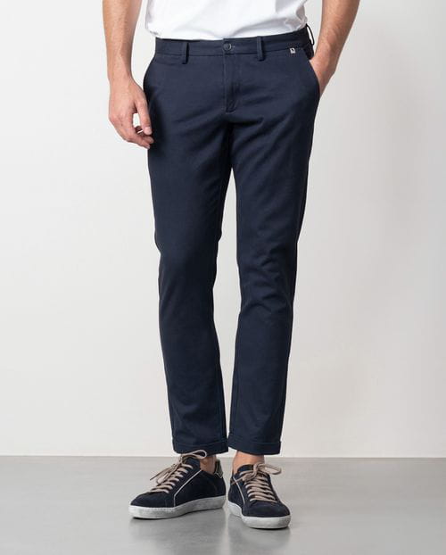 Etiem Pantalón sport extra-slim en diagonal de algodón elástico Grandes descuentos