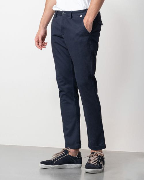 Etiem Pantalón sport extra-slim en diagonal de algodón elástico Grandes descuentos