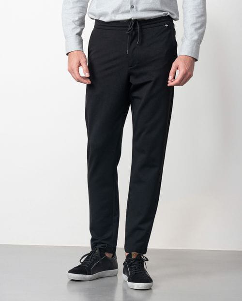 Etiem Pantalón de punto "jogging" en algodón mezcla elástico con cordón y goma en la cintura Tienda de fábrica