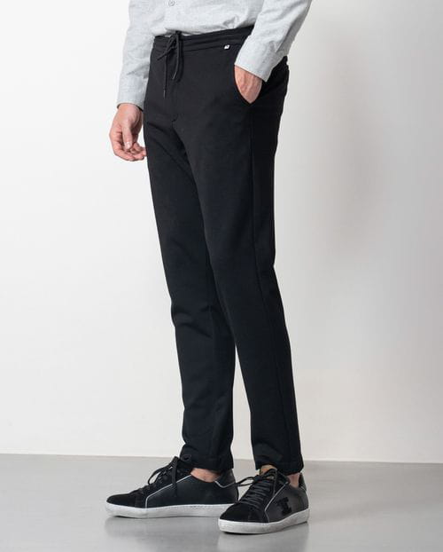 Etiem Pantalón de punto "jogging" en algodón mezcla elástico con cordón y goma en la cintura Tienda de fábrica