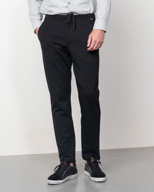 Etiem Pantalón de punto "jogging" en algodón mezcla elástico con cordón y goma en la cintura Tienda de fábrica