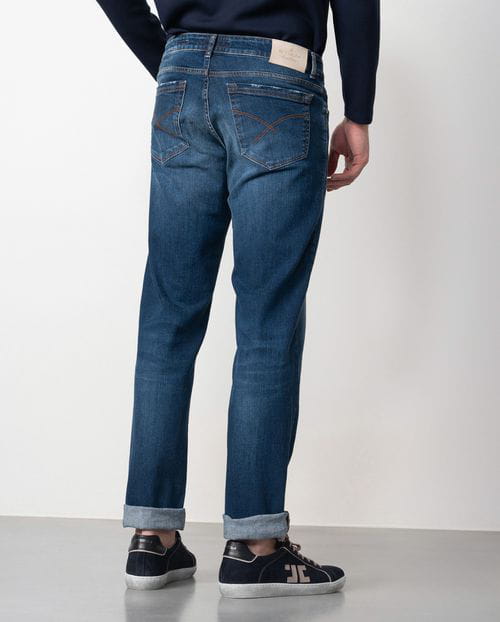 Etiem Tejano azul elástico slim fit con lavado zonas Precios de Black Friday