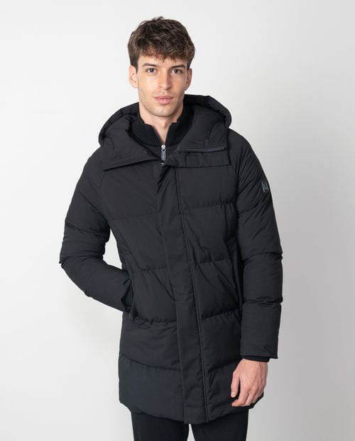 Etiem Chaquetón largo acolchado "tipo puffed" con capucha en tejido elástico ultraligero Última moda
