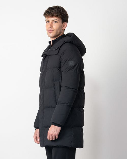 Etiem Chaquetón largo acolchado "tipo puffed" con capucha en tejido elástico ultraligero Última moda