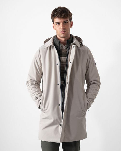 Etiem Trench corta acolchada de capucha y vista-chaleco desmontable en tejido water repellent Ofertas especiales