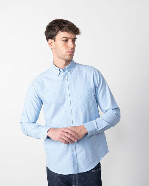 Etiem Camisa sport regular fit en oxford de algodón liso con botón en el cuello Ofertas