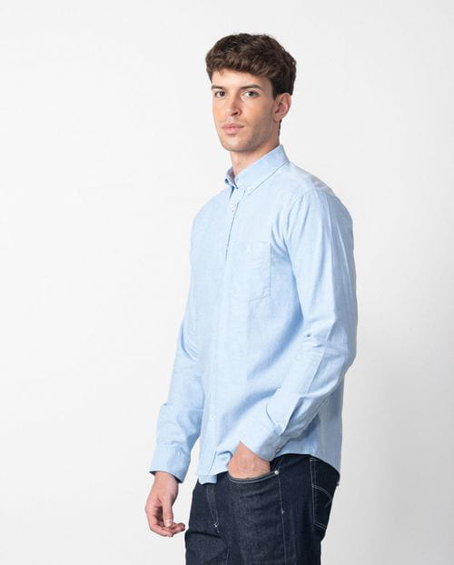 Etiem Camisa sport regular fit en oxford de algodón liso con botón en el cuello Ofertas