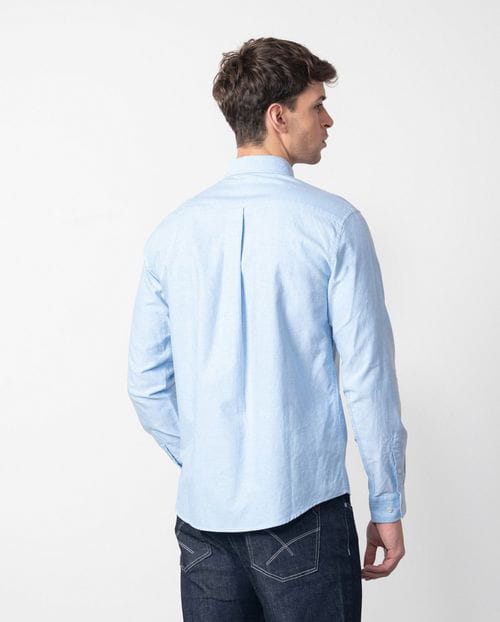 Etiem Camisa sport regular fit en oxford de algodón liso con botón en el cuello Ofertas