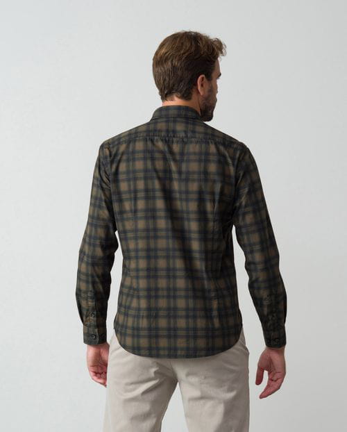Etiem Camisa sport slim fit en algodón con estampado de cuadro madrás En oferta