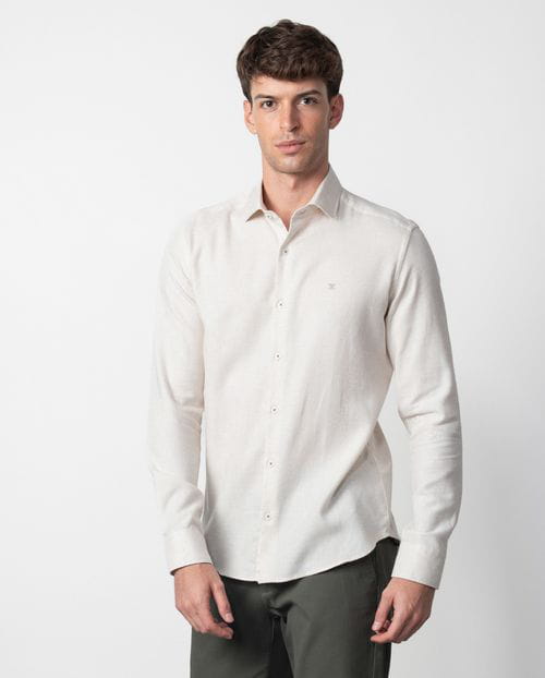 Etiem Camisa sport slim fit en una patita de gallo de algodón-tencel Gran oferta