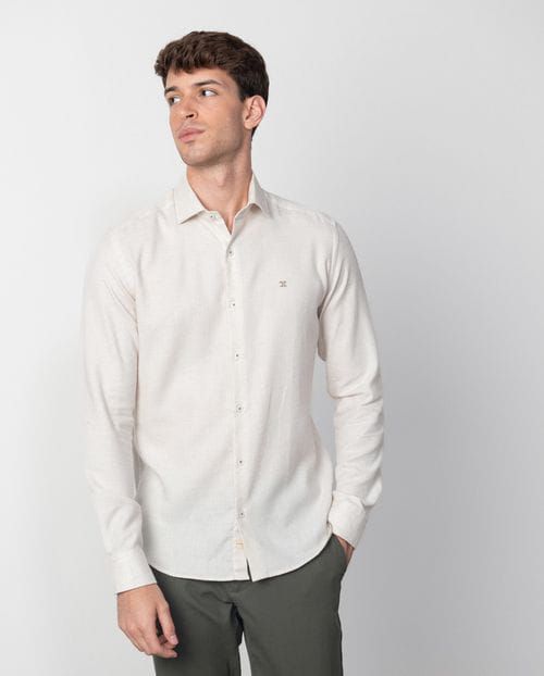 Etiem Camisa sport slim fit en una patita de gallo de algodón-tencel Gran oferta
