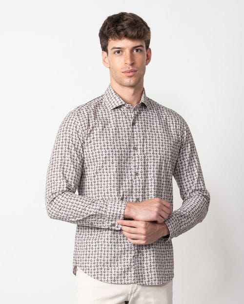 Etiem Camisa sport slim fit estampada en algodón Rebajas baratas