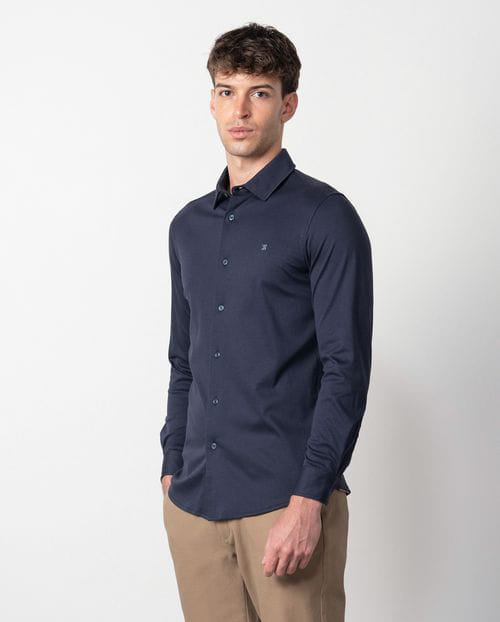 Etiem Camisa de punto liso de algodón en manga larga Los más vendidos