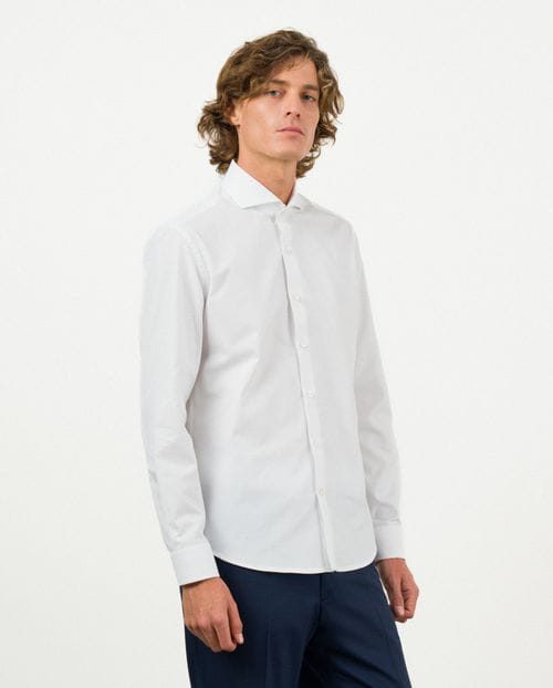 Etiem Camisa de vestir relaxed fit en microestructura de algodón mezcla Descuento