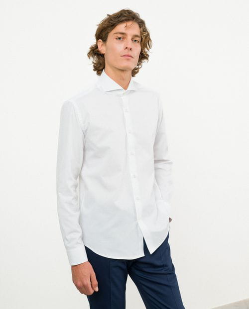 Etiem Camisa de vestir relaxed fit en microestructura de algodón mezcla Descuento