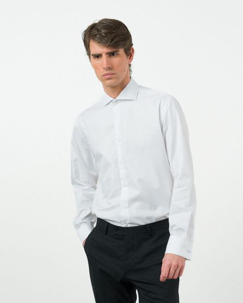 Etiem Camisa de vestir relaxed fit en microestructura de algodón mezcla Tienda