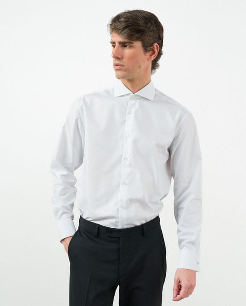 Etiem Camisa de vestir relaxed fit en microestructura de algodón mezcla Tienda