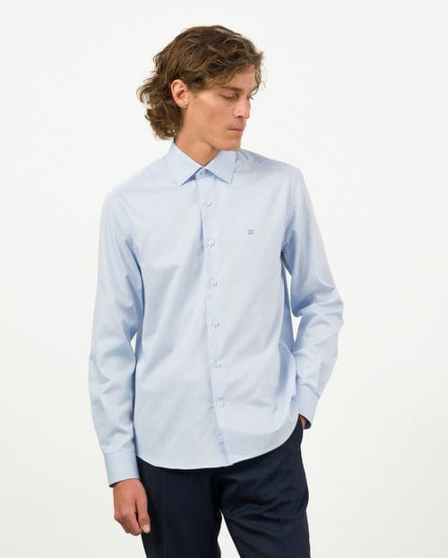 Etiem Camisa de vestir regular fit en microdibujo de algodón