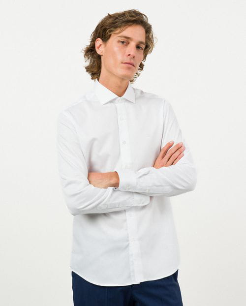 Etiem Camisa de vestir slim fit en microdibujo de algodón Liquidación