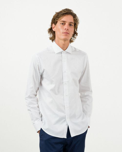 Etiem Camisa de vestir slim fit en microdibujo de algodón Liquidación