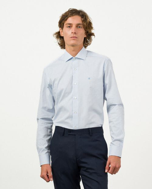 Etiem Camisa de vestir slim fit en maquineta de algodón Mejor oferta