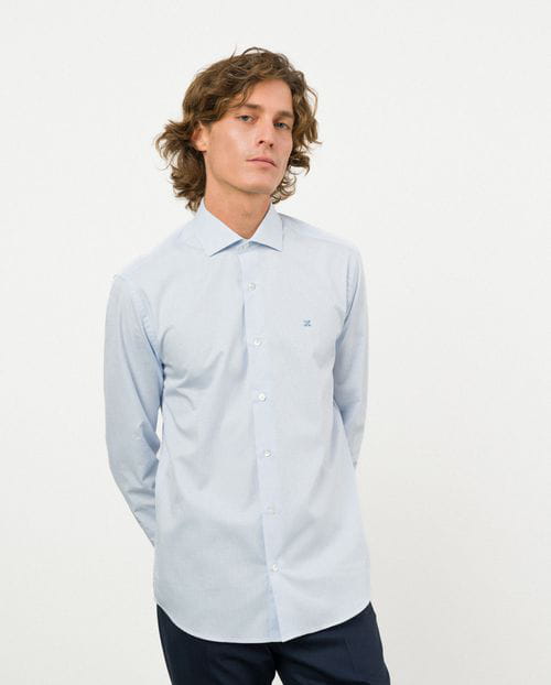 Etiem Camisa de vestir slim fit en maquineta de algodón Mejor oferta