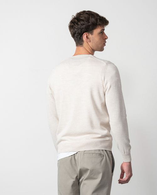Etiem Jersey de cuello pico en punto tricot liso y costuras menguadas Envío gratis