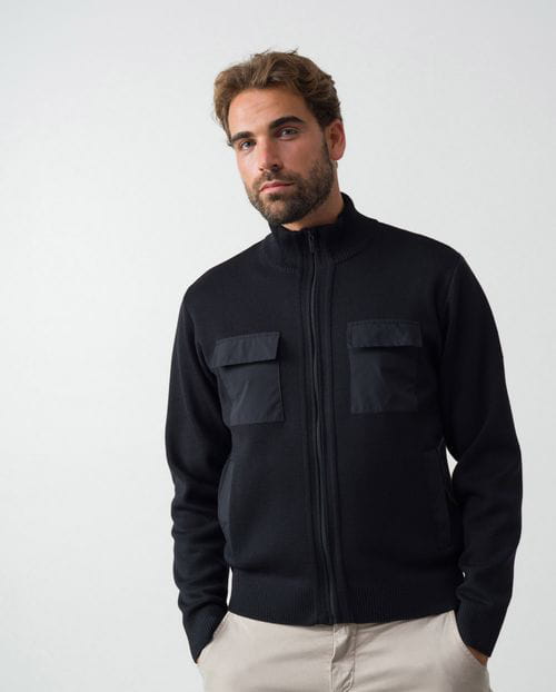 Etiem Chaqueta combinada de cremallera y bolsillos en punto cerrojillo COMPRAR AHORA