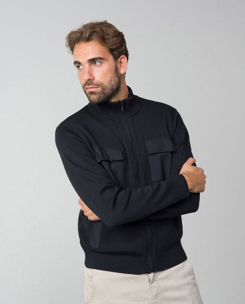 Etiem Chaqueta combinada de cremallera y bolsillos en punto cerrojillo COMPRAR AHORA