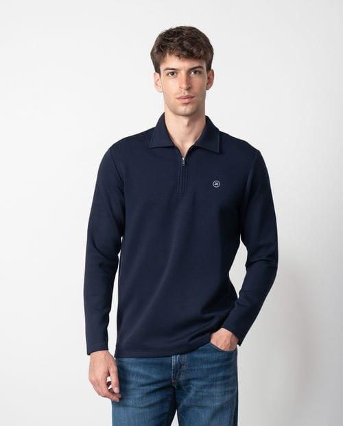 Etiem Polo camisero de cremallera en punto fino de foam Liquidación