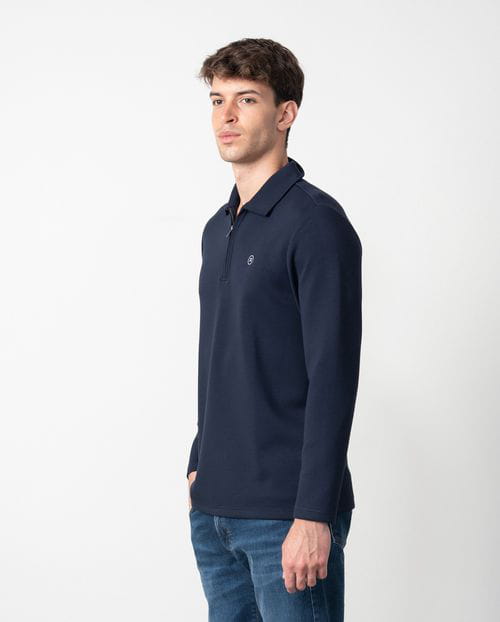 Etiem Polo camisero de cremallera en punto fino de foam Liquidación
