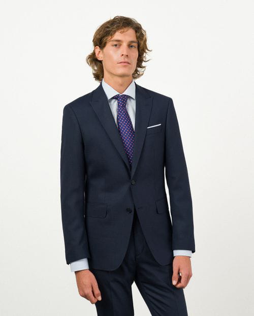 Etiem Traje slim fit en microestructura bicolor de lana mezcla Limitado a 3 días