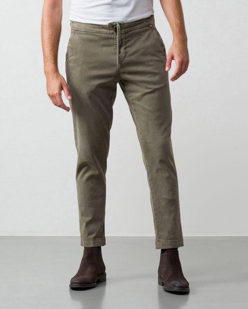 Etiem Pantalón chino sport de cordón y goma en tejido de algodón-tencel elástico En oferta