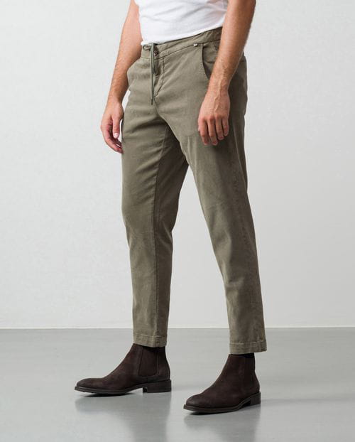 Etiem Pantalón chino sport de cordón y goma en tejido de algodón-tencel elástico En oferta