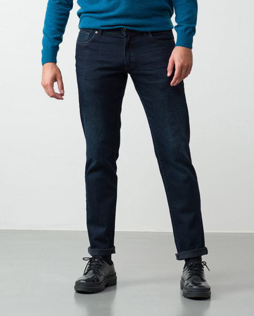 Etiem Tejano azul-negro elástico slim fit con lavado zonas y bigotes Libre de impuestos