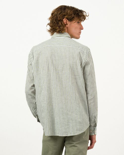 Etiem Camisa sport relaxed fit en raya kodak de lino-algodón Ofertas de temporada